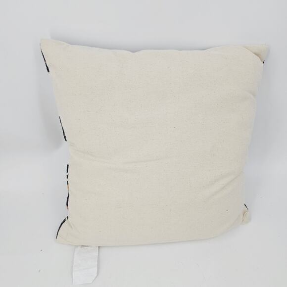 Boho kilim Geometric Tribal Accent lumbar Coach Pillow 18x18" Cream Beige Black - Picture 2 of 9